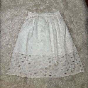 Zara White Eyelet A-Line Skirt